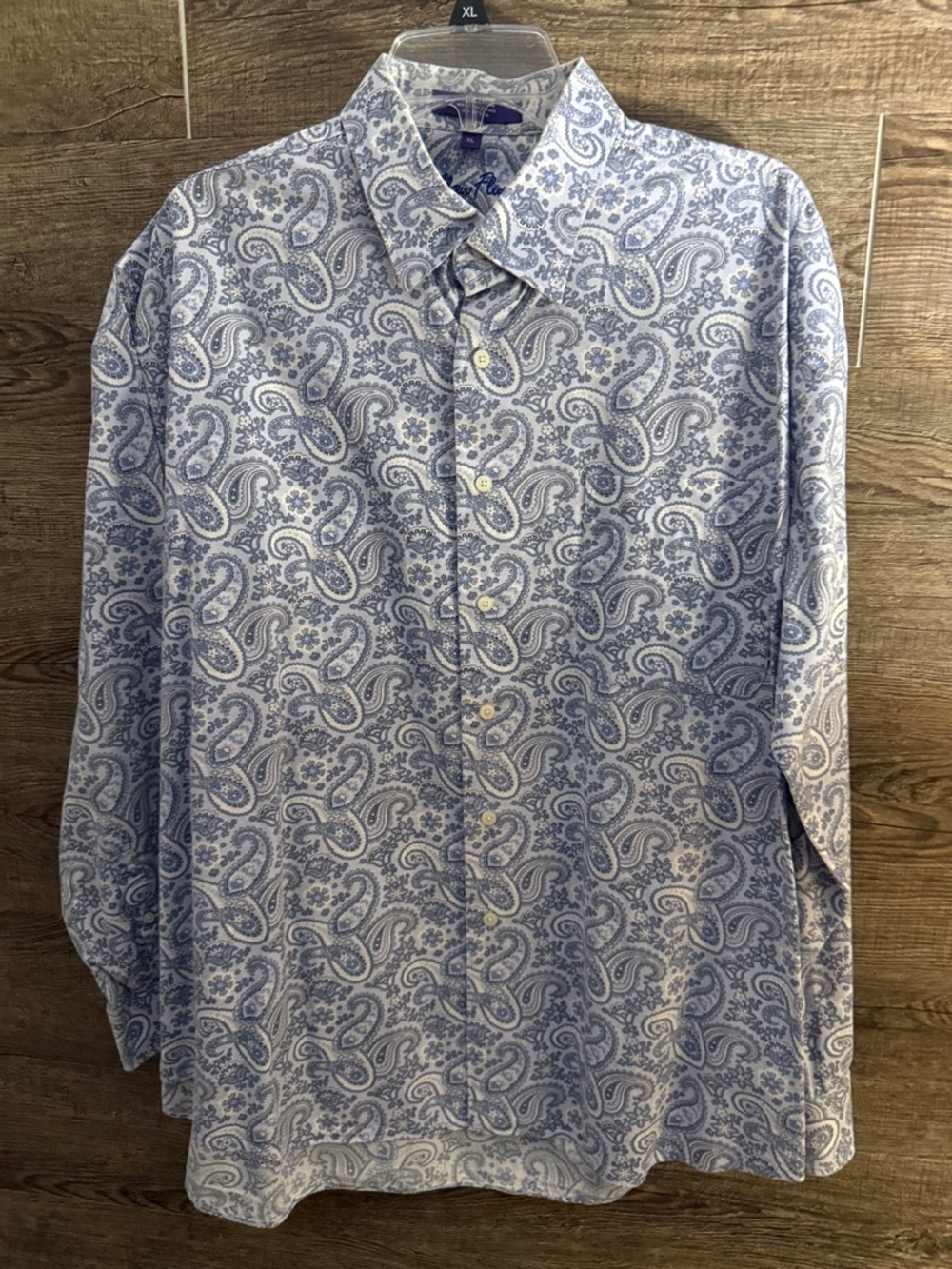 Alan Flusser Blue and White Paisley Button-Down Shirt